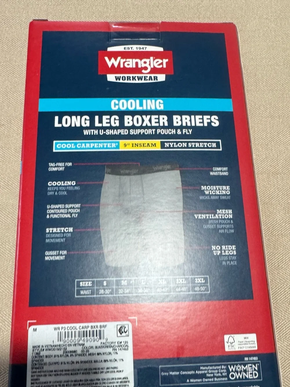 Wrangler Men's Cooling Boxer Briefs -‎ Black/Olive/Gray